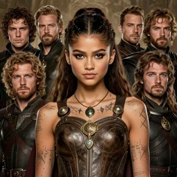 zendaya, legendary warrior, heroic fighter, lord of the rings, tattoos, decorative ornaments, battle armor, omar ortiz, carl spitzweg, ismail inceoglu, vdragan bibin, hans thoma, greg rutkowski, alexandros pyromallis, perfect face, sharply detailed, centered, rule of thirds, realistic shading, photorealism, artstation