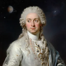 portrait of the powerful empress of the solar system in the style of jean - honore fragonard and in the style of alberto vargas. glowing, ornate and intricate linework, sharp focus, depth of field, stunning, dynamic lighting, ultrafine and hyperdetailed.