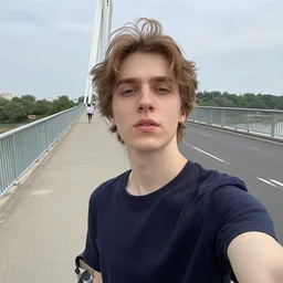pewdiepie taking a selfie at a bridge