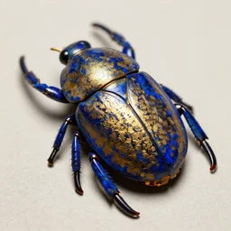 scarab, lapis lazuli with a gold fractal filigree, hyper detailed