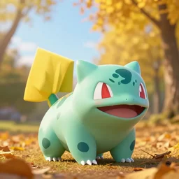 real life bulbasaur pokemon, cute!!!, adorable!!!, chunky!!!, playful!!!, happy!!!, cheeky!!!, mischievous!!!, ultra realistic!!!, autumn, clear weather, golden hour, sharp focus