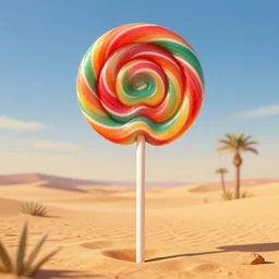 a giant lollipop in the desert, digital art, trending on artstation, hdr