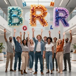 group portraits, groups of diverse happy humans hands in the air, floating large beautiful images, letters floating, highly detailed, super realistic, futuristic hall, perfect lighting pixel sorting
