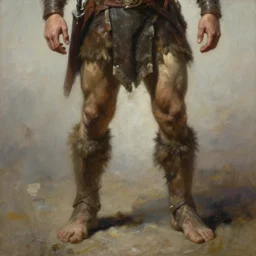 Sam Hyde_as_barbarian_hunter, sigma male_full_body_human_legs_very_textured_detailed_oil_painting_by_rembrandt