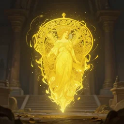 Epic portrait an ancient yellow floating artifact exploding into pieces of yellow trails, Blurred temple backround, Glowing, dark, big, digital painting, artstation, concept art, soft light, hdri, smooth, sharp focus, illustration, fantasy, intricate, elegant, highly detailed, D&D, matte painting, in the style of Greg Rutkowski and Alphonse Mucha and artemisia, 8k, highly detailed, jurgens, rutkowski, bouguereau, pastoral, rustic, georgic
