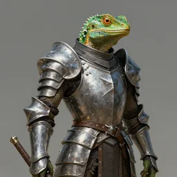 lizard wearing knight armor, Lizardman, D&D, digital painting, highly detailed, concept armor, sharp focus