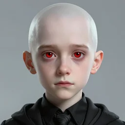 portrait of a 4 0 - year - old bald character, male, with a white complexion, wide, cat - like scarlet eyes, a nose flat like a snake's nose, voldemort, and a thin mouth, wearing in black clothes, hyper realistic face, beautiful eyes, character art, art by mark brooks, hyperdetailed, cryengine, trending on artstation, digital art