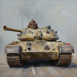 a beautiful painting there are poop on the tank, by jean michel basquiat octane render realistic oil painting