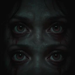 eyes and creepy eyes in pure pitch darkness, trending on artstation, horror cg, hq