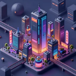isometric cyberpunk city, many vintage neon signs, futuristic highways, render, octane, 4k, highly detailed, vivid colors, high definition, by James Gilleard and Makoto Shinkai, Akira movie vibe