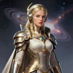 a dieselpunk portrait of the powerful empress of the solar system in the style of anna dittmann and in the style of kim jung gi. glowing, ornate and intricate linework, stunning, dynamic lighting, ultrafine and hyperdetailed.