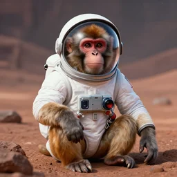 monkey on mars with spacesuit