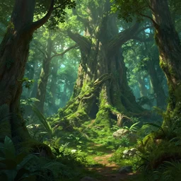 A highly detailed 4K fantasy matte painting of a large, beautiful, forest older than its dirt, vibrant green. Craig Mullins, ArtStation, CGSociety, Unreal Engine