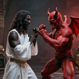 jesus black and devil figth foto realism