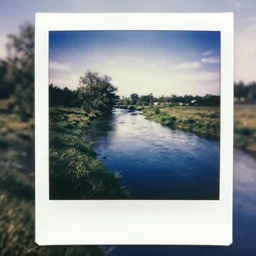 countryside river, polaroid