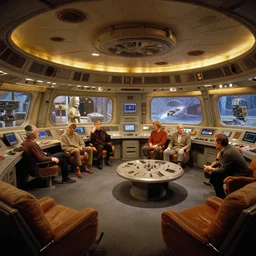 cozy stareship radio room. interior design. ralph mcquarrie scenes. art by, keith parkinson, walter simonson, gerald brom, keith parkinson. wide angle r / cassettefuturism. cycles. r / retrobattlestations