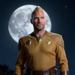 portrait of captain picard under the moon in a romantic scene, fantasy style, octan render, ultra realistic, beautiful nightscene