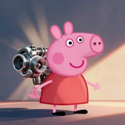 peppa pig head shaped like turbocharger, turbo, car, engine