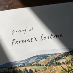 the proof of fermat's last theorem written out on a white paper without lines.