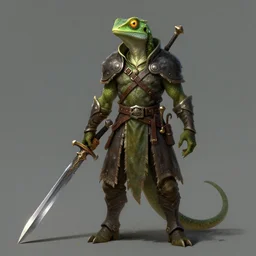 lizardkin rogue with a dagger, character concept, fantasy art