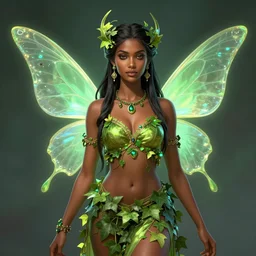 portrait of a beautiful dark skinned sri lankan girl as titania, summer queen. faerie queen. queen of light, green, poison ivy, made by caravaggio stanley artgerm lau wlop rossdraws artstation cgsociety concept art cgsociety octane render