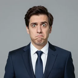 photograph of strange looking dumb businessman, professional profile photo, stupid confused face