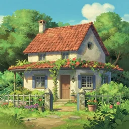 key anime visual of a a typical house in a creole garden from reunion island modern anime style by studio ghibli, makoto shinkai, trending on artstation