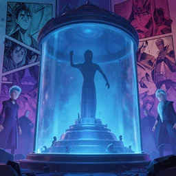 Demon summoning ritual, the core of the reactor can be seen trough a huge glass window, mattepainting concept Blizzard pixar maya engine on stylized background splash comics global illumination lighting artstation by Feng Zhu and Loish and Laurie Greasley, Victo Ngai, Andreas Rocha, John Harris
