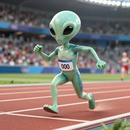 * * mysterious alien wins the 1 0 0 meter dash in the olympics, 3 d render, intricate
