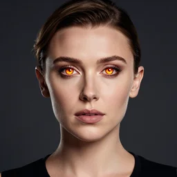 Poster Portrait of Millie Bobby Brown with fire eyes, dramatic lighting