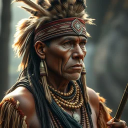 south american native tribe in a report for a french tv, ultra detailed, photorealistic, dynamic light, cinematic