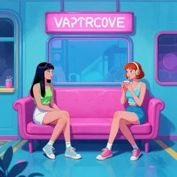 a classic vaporwave scene