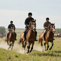 1688 horsemen in a field, 50mm photography, high quality, 4K