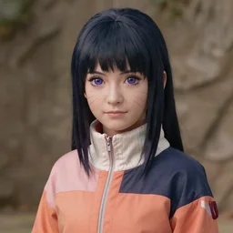 Film still of Hinata Hyuga from Naruto, highly detailed, photorealistic