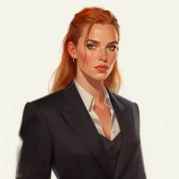 concept art by jama jurabaev cel shaded cinematic shot trending on artstation high quality brush stroke vibrant colors riley keough as james bond
