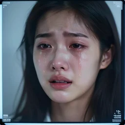 girl crying with tears showing on an x - ray