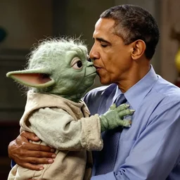 obama and yoda kissing