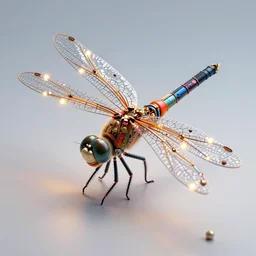 a macro photo of a dragonfly made from cables and bio - organic micro organisms and metal parts and led, beautifully lit, by tomasz alen kopera and peter mohrbacher and craig mullins, 3 d, trending on artstation, octane render, 8 k