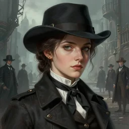 character concept art of a female victorian detective, key visual, realistic shaded perfect face, fine details, dystopian environment and background, by stanley artgerm lau, wlop, rossdraws, james jean, andrei riabovitchev, marc simonetti, and sakimichan, trending on artstation