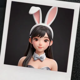 a woman with bunny ears, a polaroid photo by lu ji, trending on cg society, rococo, 3 d, anime aesthetic, anime