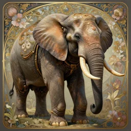 portrait of a elefant, robot steampunk, floral! horizon zero dawn machine, intricate, elegant, highly detailed, ray tracing, digital painting, artstation, concept art, smooth, sharp focus, illustration, art by artgerm and greg rutkowski and alphonse mucha, 8 k