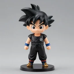 accurate detailed pvc, figure of goku but black, nendoroid!!! figurine!!!, studio lighting, grey background, no shadow, trending on artstation, 4 k, highly detailed!!!