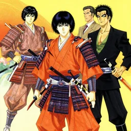 colorful illustration of samurai, by hajime sorayama and carl spitzweg and junji ito