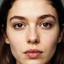 a candid extreme closeup portrait of an expressive face of a super smart young woman by annie leibovitz