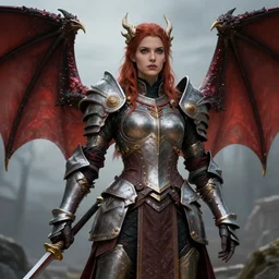 a beautiful female paladin, 8 k, hyperrealistic, dragon slayer, hyperdetailed, fantasy portrait by laura sava