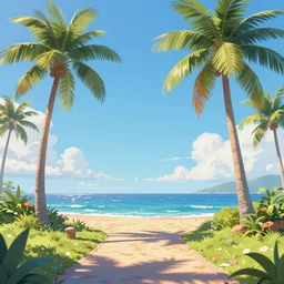 Beautiful magical palm beach, trending on artstation, 30mm, by Noah Bradley