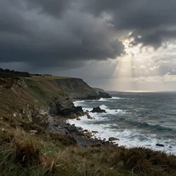 style of william turner coastal landscape. dramatic concept art, 4 k, high detail, volumetric lighting