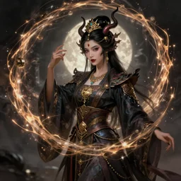 beautiful ancient demonic witch uses time magic, highly detailed, digital painting, artstation, sharp focus, illustration, art by tan zi and ayanamikodon and alphonse mucha and wlop