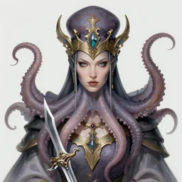 a detailed face portrait of the queen of blades, octopus, cthulu, by tom bagshaw, by yusuke murata, by hiroya oku, by zdzisław beksinski, trending on artstation