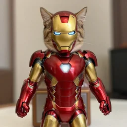 cat in a iron man suit